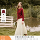 香影波爾多紅色毛衣開(kāi)衫女2025冬季新款含羊毛長(cháng)袖針織衫上衣外套 套裝 上衣+半身裙 S 155/80A/85-95斤