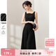 尚都比拉秋季方領(lǐng)吊帶連衣裙中長(cháng)款氣質(zhì)赫本風(fēng)小黑裙 黑色 XL 