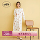 gelatopique25秋冬女睡裙動(dòng)物蛋糕滿(mǎn)印連衣裙居家PWCO254372 灰白色 均碼