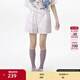 幻走（MOVEUP）2025夏季新款.FUN系列純棉松緊腰花朵繡花休閑短褲女 淡淺粉 L