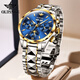 歐品客瑞士認證品牌手表男機械表全自動(dòng)男士手表夜光防水多功能月相男表 進(jìn)口機芯-夜光防水-機械間藍男