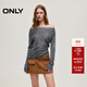 ONLY2026春季新款含綿羊毛優(yōu)雅蕩領(lǐng)顯瘦純色針織衫女|126124003 C41紫灰色 M