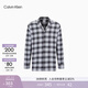 Calvin Klein內衣秋冬男簡(jiǎn)約休閑格紋法蘭絨ck紐扣翻領(lǐng)舒適家居長(cháng)袖睡衣 5T9-黑白格子 M