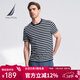 諾帝卡（NAUTICA）男裝夏季全棉雙面布親膚條紋圓領(lǐng)短袖T恤男TE3222-N 藏青4NV(232) M