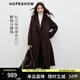 紅袖（hopeshow）100%綿羊毛呢外套2025季新款女裝高級獨特超好看氣質(zhì)雙面呢大衣 黑巧克力0B7 S