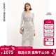 朗姿高級感法式氣質(zhì)時(shí)尚裙子冬季新款獨特別致顯瘦連衣裙女 米白色 S