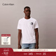 Calvin KleinJeans夏季男士ck植絨膠印字母純棉休閑通勤針織內搭短袖T恤上衣 YAA-月光白 L