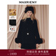 MAXRIENY法式千金風(fēng)羊毛大衣25冬款保暖狐貍毛袖口毛呢外套斗篷女 黑色 M