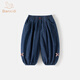 班喜迪女童褲子夏裝2026新款寶寶薄款休閑九分褲春秋兒童束腳防蚊褲夏季 藍色 100