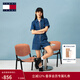 TOMMY JEANS春夏女純棉美式潮流復古刺繡收腰顯瘦拉鏈翻領(lǐng)牛仔連體短褲 牛仔藍1A5 M