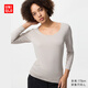 優(yōu)衣庫女裝HEATTECH U領(lǐng)T恤/8分袖保暖衣478934 485810 478934/02淺灰色 M