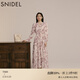 SNIDEL秋冬甜美碎花系帶收腰百褶雪紡連衣裙SWFO245033 粉米色 M （1）
