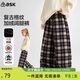 ASK JUNIOR兒童褲子25冬季中大童格紋撞色直筒褲女童加絨保暖長(cháng)褲 格子 150