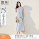 香影輕熟風(fēng)藍色套裝裙女2025夏裝新款無(wú)袖半身裙萊賽爾天絲兩件套 藍色 M