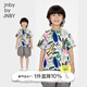 jnby by JNBY新款江南布衣童裝寬松圓領(lǐng)套頭短袖T恤25夏男女童1P4112370 198/白黃色組合 圖案隨機 120 cm