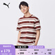 彪馬（PUMA）美式復古紅寬松短袖T恤男女新款條紋運動(dòng)上衣 633854 焦糖色-65 S (170/92A)