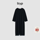 旅途原品ltyp 蕾絲拼接連衣裙 V領(lǐng)寬松長(cháng)款顯瘦小黑裙高級感氣質(zhì) 經(jīng)典黑 M