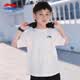 李寧（LI-NING）兒童T恤男童短袖夏裝新款大童青少年正品純棉透氣半袖衫上衣童裝 標準白 （純棉--親膚百搭） 160