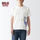 MUJI 男式天竺編織印花T恤男士短袖打底衫男款上衣 鯨頭鸛 M (170/92A)