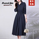 奧絲婕（Aosijie）高端品牌 法式連衣裙女2026春秋新款氣質(zhì)收腰顯瘦小個(gè)子襯衫裙 藏青色 XL