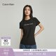 Calvin KleinJeans夏季女士休閑通勤經(jīng)典ck字母印花圓領(lǐng)純色內搭短袖T恤上衣 BEH-太空黑 S