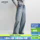 艾諾絲雅詩(shī)【商場(chǎng)同款】春秋新款100%棉顯瘦微喇牛仔褲闊腿褲女40223207 牛仔蘭 M