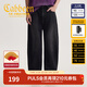 卡賓男裝 新版型闊版直筒牛仔褲夏季新款商場(chǎng)同款 煤黑 29 /170/M