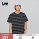 Lee商場(chǎng)同款25新品舒適版圓領(lǐng)條紋Logo徽標男短袖T恤