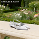 CHARLES&KEITH26春新品蝴蝶結尖頭低跟包頭涼鞋單鞋生日禮物CK1-61720259 Grey灰色 36 （230）