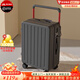 袋鼠（KANGAROO）寬拉桿行李箱前開(kāi)口拉桿箱男大容量多功能密碼箱學(xué)生女士旅行箱子 夜幕黑【時(shí)尚寬拉桿】 20英寸 【小型登機】