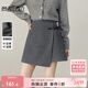 尚都比拉格雷系高腰半身裙女冬季設計感皮袢扣交疊A字裙小個(gè)子高級感短裙
