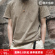 馬登工裝美式復古做舊蠟染卡其色T恤水洗休閑半袖短袖打底衫男夏 深卡其 【男士短袖/重磅/圓領(lǐng)男t恤/國內潮牌】 XL