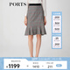 PORTS寶姿春夏新品女裝格子優(yōu)雅包臀裙魚(yú)尾半身裙LM8S005NFF029 黑色格子 S (4)