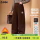 ASK JUNIOR美拉德兒童褲子女童秋冬中大童直筒褲奧粒絨運動(dòng)褲長(cháng)褲棕咖色 150