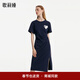 歌莉婭開(kāi)叉針織學(xué)院風(fēng)連衣裙顯瘦氣質(zhì)通勤裙子女裝1B7J4H520 99U深藍 L (165)
