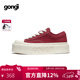 共跡gongji【孫穎莎同款】厚底增高帆布鞋潮流板鞋小白鞋女鞋運動(dòng)鞋休閑鞋 紅色/偏大一碼 35