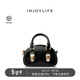 INJOYLIFE鎖扣饅頭包黑金千金風(fēng)高級感復古單肩斜挎包小手提包貝殼包 黑色