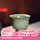 龍泉青瓷茶具創(chuàng  )意手工仿古主人杯家用小號功夫茶杯陶瓷纏枝蓮紋品茗杯茶碗 越窯仿古-禮盒裝