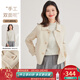 金菊綿羊毛100%短款手工雙面毛呢外套女2025秋冬新款小眾翻領(lǐng)女式大衣 米色 S (155/80A)