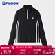FILA FUSION斐樂(lè )潮牌女子針織長(cháng)袖衫時(shí)尚修身半拉鏈長(cháng)T 正黑色-BK S 160/80A/S