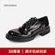 dreambox鈞博vibram高端馬臀皮休閑皮鞋手工固特異皮底男士德比鞋 黑色亮面 41