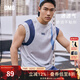 OMG坎肩背心跑步網(wǎng)眼無(wú)袖T恤透氣排汗健身衣服印花撞色訓練籃球背心 平衡灰 M