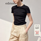 edition百搭短袖T恤女夏季后領(lǐng)織嘜設計上衣打底衫長(cháng)絨棉 黑色 S