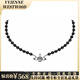 VVIENNE WESTLOCK[代購現貨](méi)西太后黑瑪瑙單層項鏈天然黑色項鏈輕奢高級感禮物女生 標準