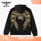 BOY LONDON【燦若繁星】春情侶風(fēng)外套潮牌刺繡開(kāi)衫連帽衛衣N06904 黑色金色翅膀 L