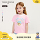 Teenie Weenie Kids小熊童裝25年夏季新款女寶寶肩開(kāi)扣印花短袖T恤 粉色 100cm