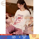果殼（Gukoo）睡衣女春夏季可愛(ài)兔子印花粉色格子褲新款女士可外穿家居套裝A 兔子女套 M
