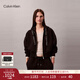 Calvin KleinJeans秋冬女士美式休閑ck寬松抓絨提花織帶連帽開(kāi)衫外套衛衣
