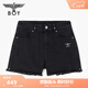 BOY LONDON時(shí)尚潮牌黑色百搭純棉毛邊熱褲夏季女款牛仔短褲W53003 黑色 26