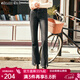 Olrain歐芮兒藍灰色微喇牛仔褲女年春裝新款加絨直筒開(kāi)衩顯瘦長(cháng)褲 藍灰色 L